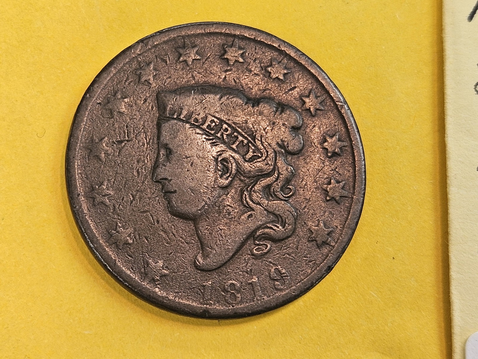 1819 Coronet Head Large Cent in Very Good: Small Date version