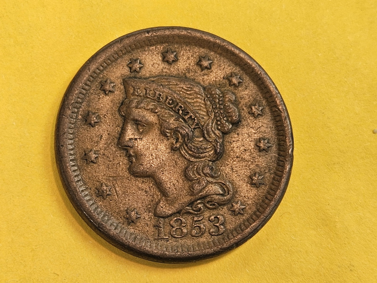 1853 Braided Hair Large Cent in Choice Extra Fine (1 of 5)