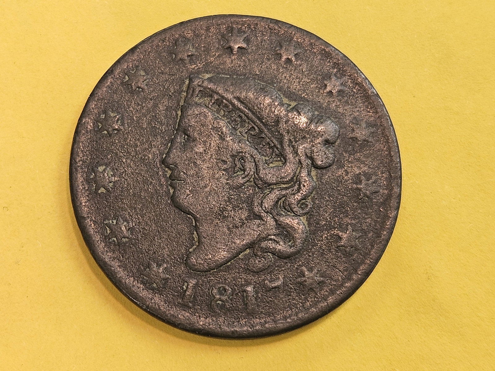1817 Coronet Head Large cent in Very Good plus - details (1 of 5)