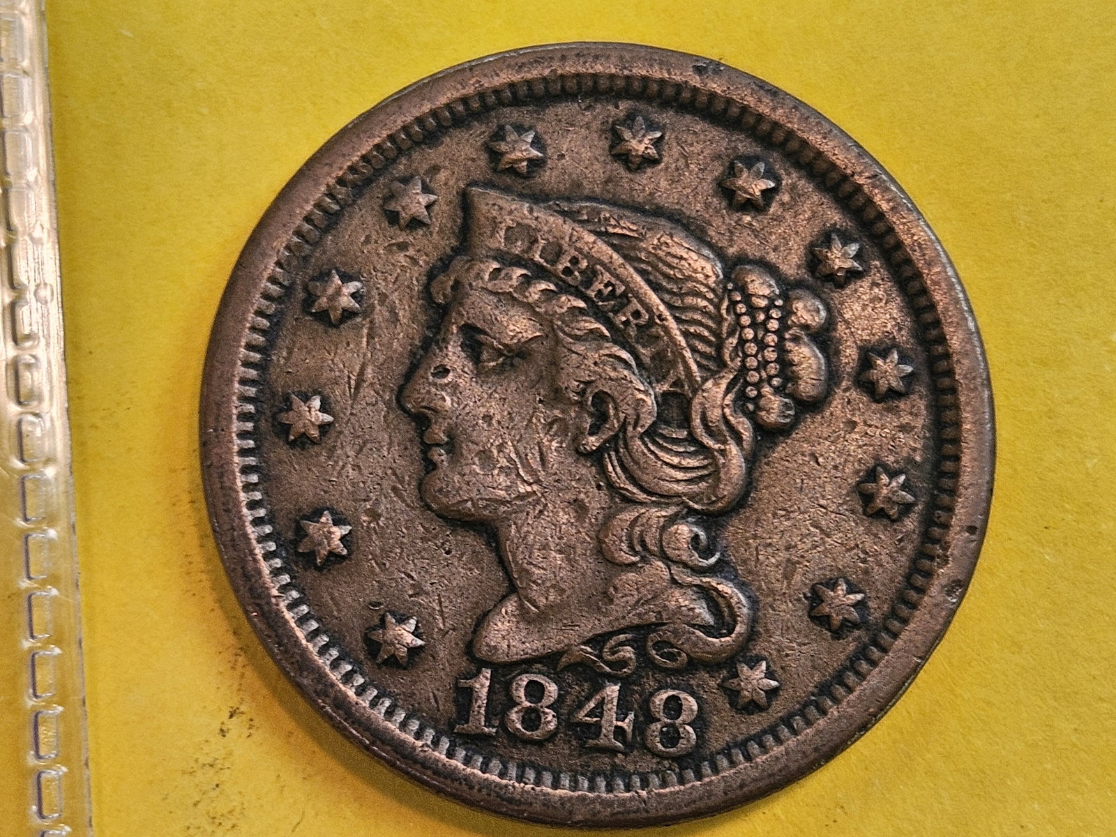 1848 Braided hair Large Cent in Very Fine plus (1 of 3)