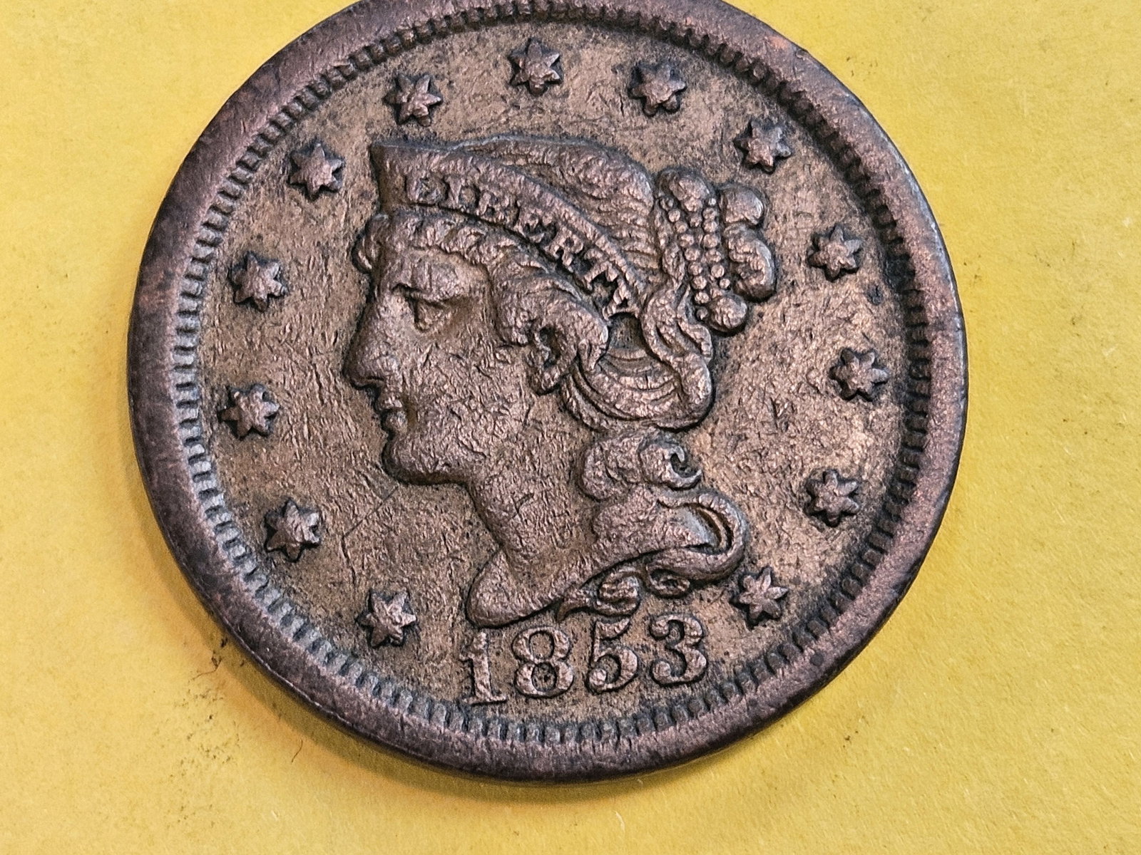 1853 Braided Hair Large Cent in Very Fine plus (1 of 3)