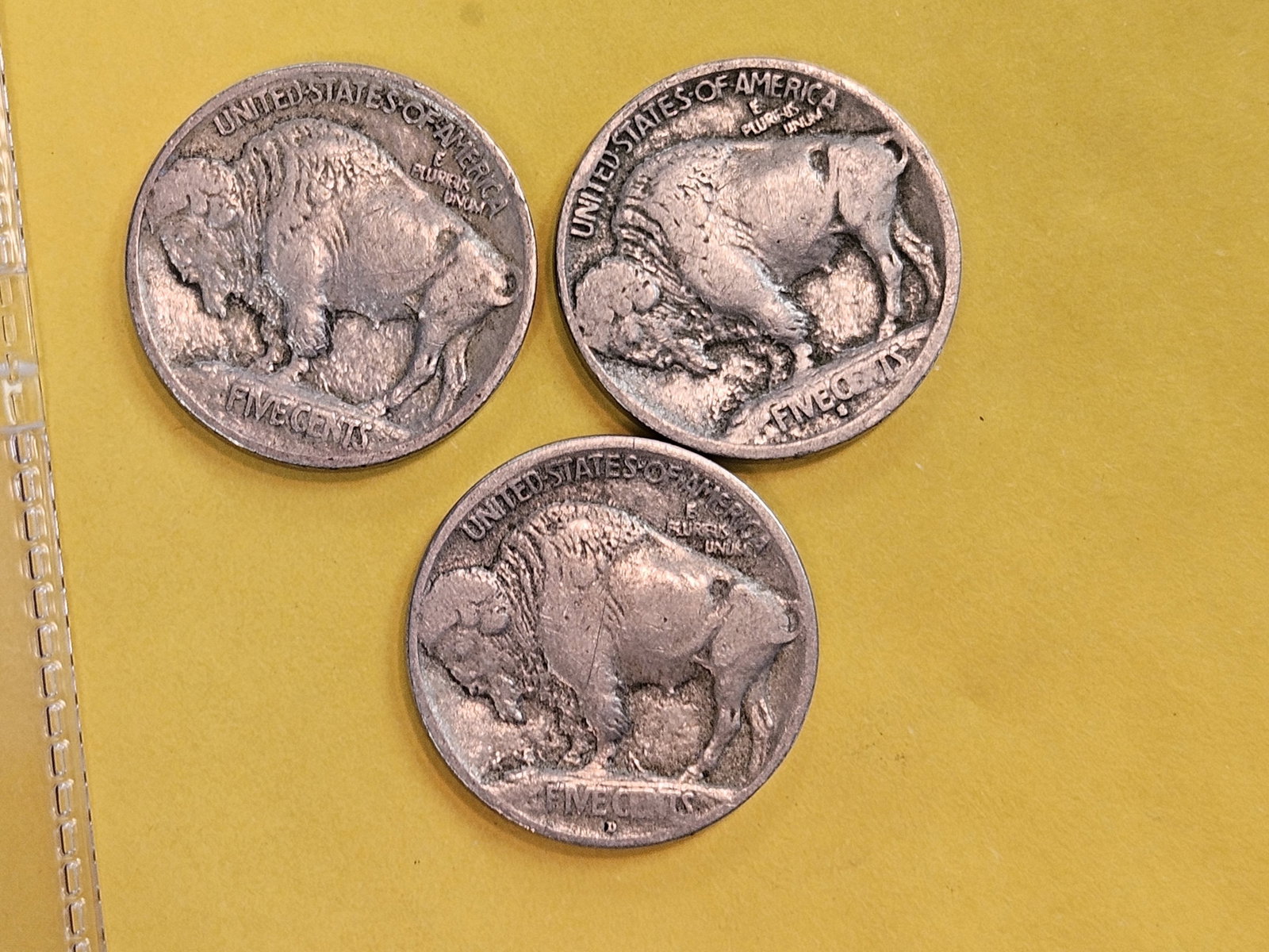 Three Type 1 1913 Buffalo Nickels - 3