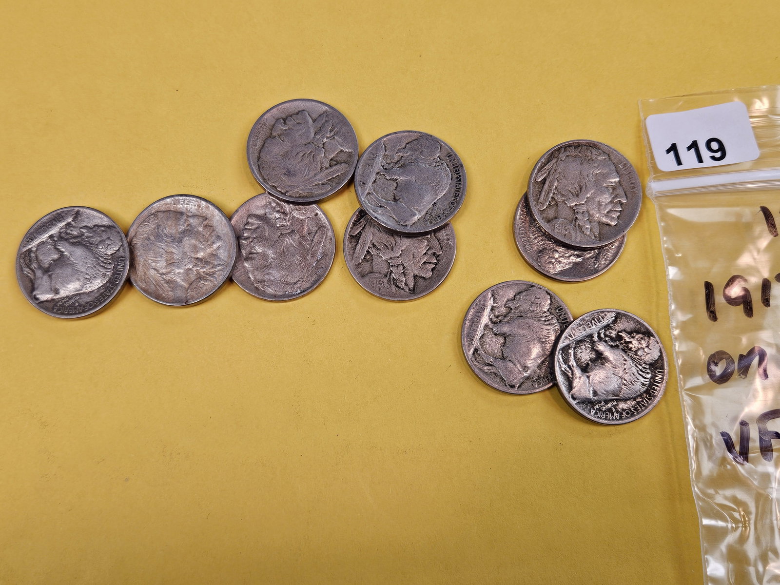 Ten first Year Issue 1913 Buffalo Nickels - 2