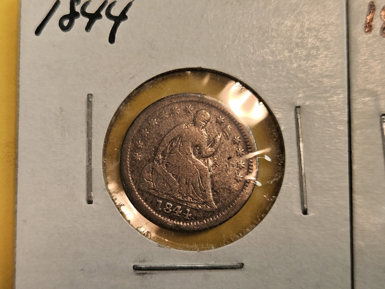 1844 and 1855 Seated Liberty silver Half Dimes - 2