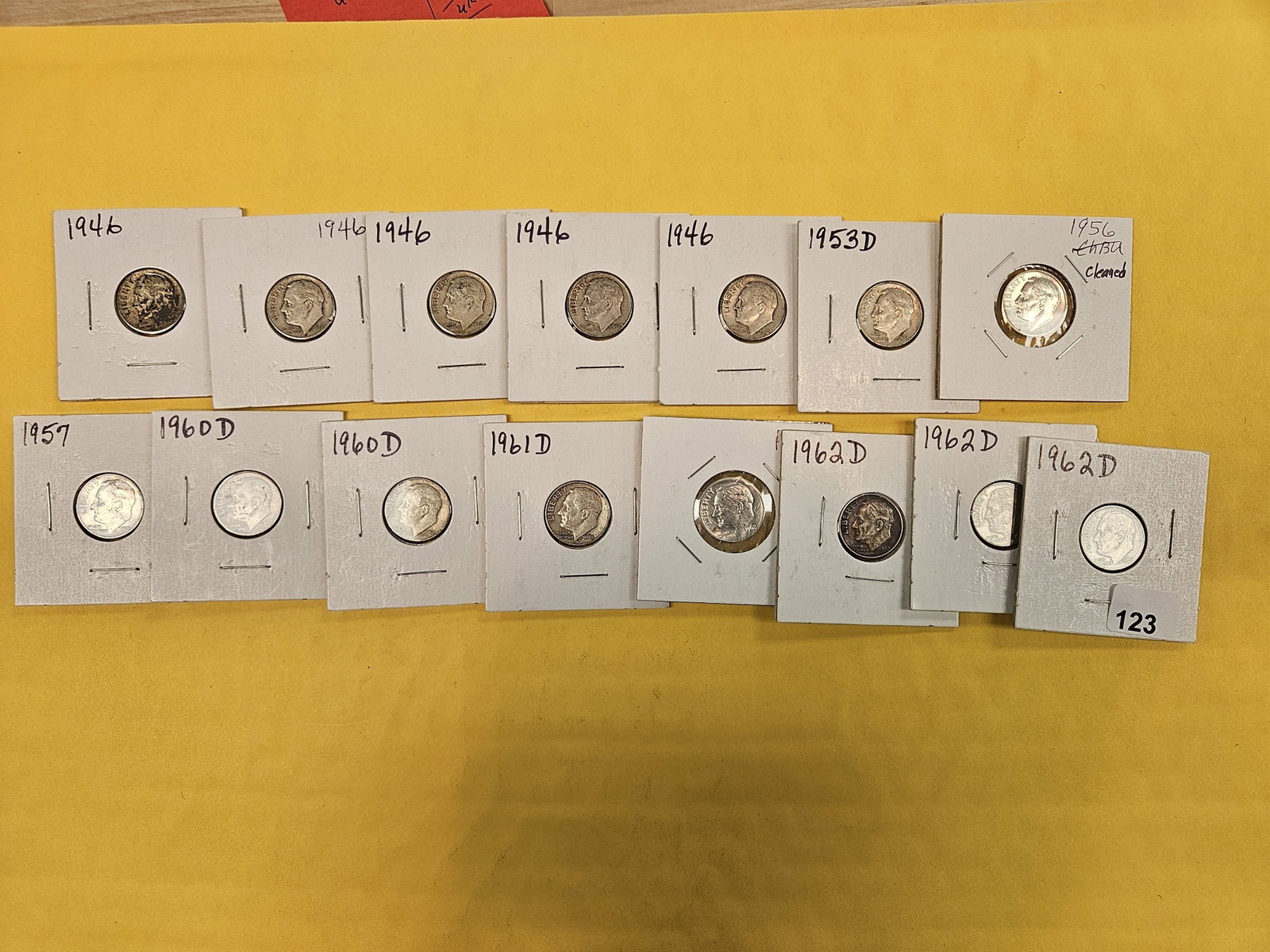 Fifteen mixed Silver Roosevelt Dimes (1 of 2)
