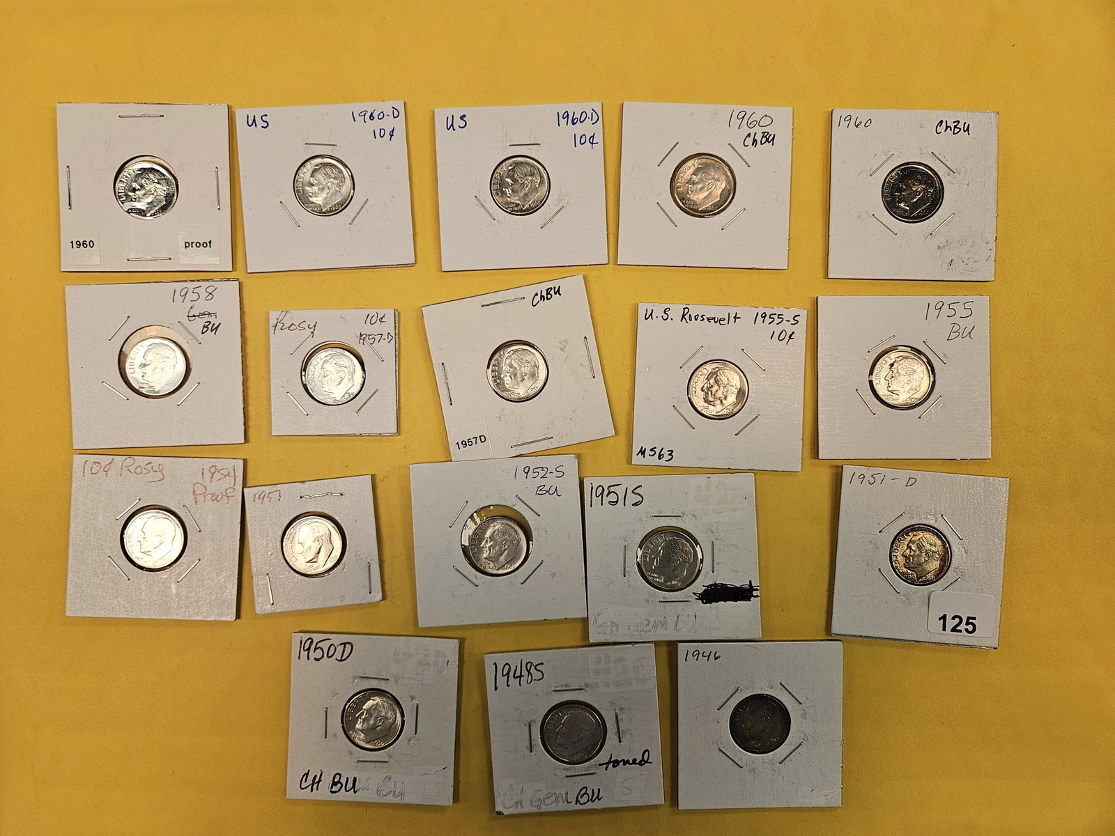 Eighteen mixed Silver Roosevelt Dimes (1 of 6)