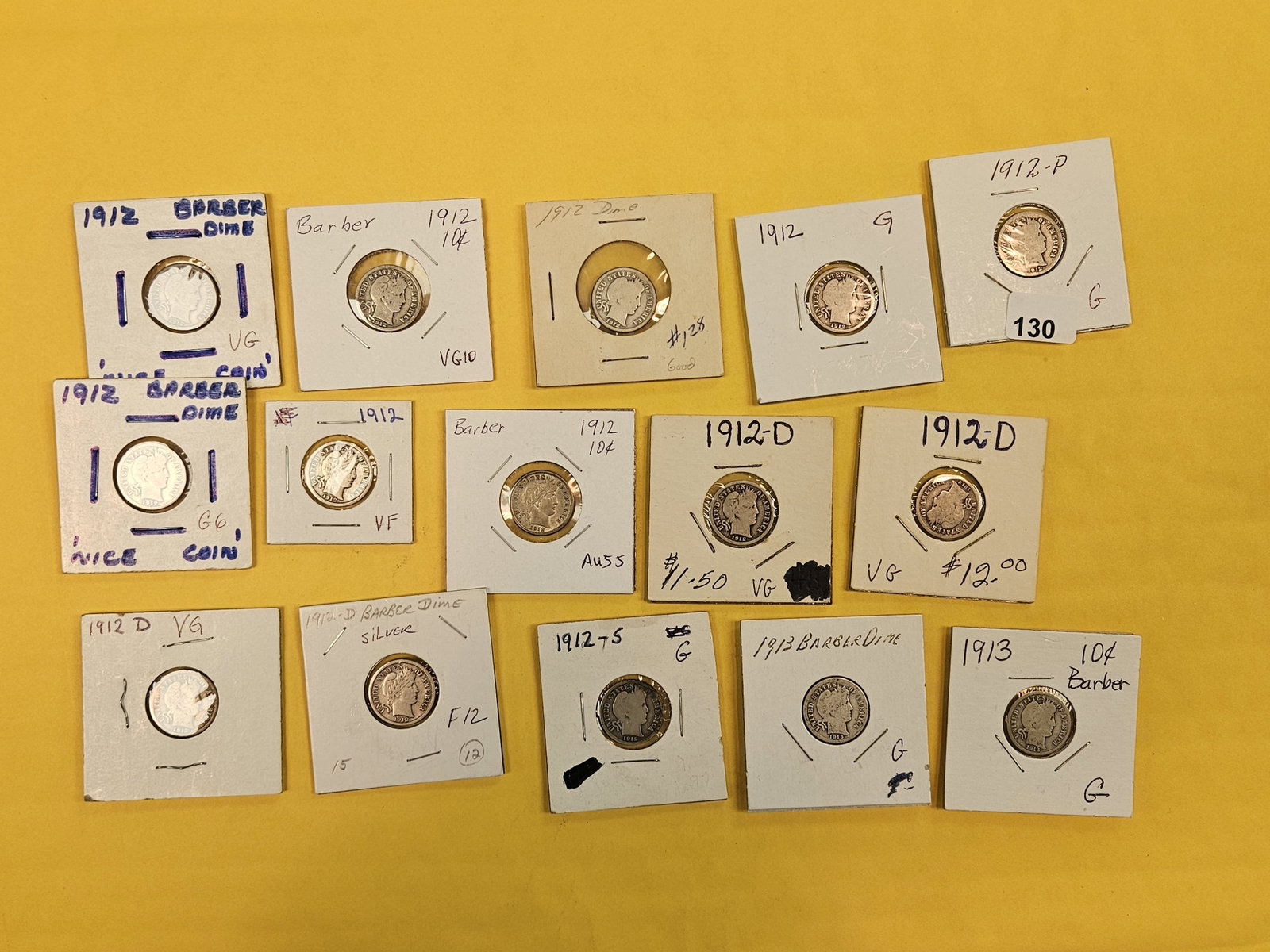 FIfteen mixed silver Barber Dimes (1 of 5)