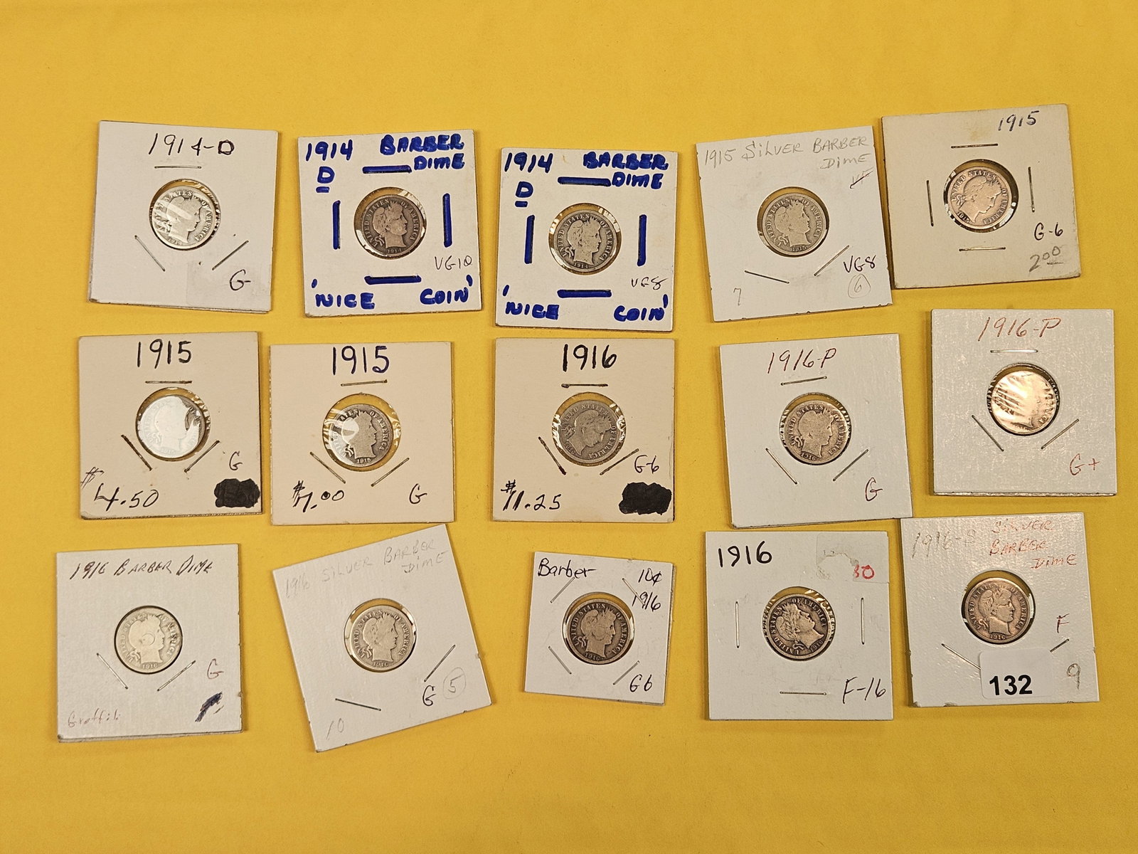 FIfteen mixed silver Barber Dimes (1 of 5)