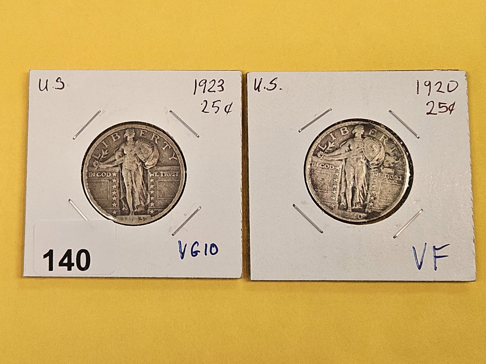 1923 and 1920 Standing Liberty silver quarters - 2