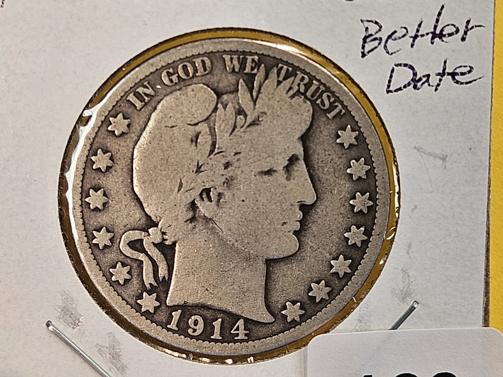 * Semi-Key 1914 Barber silver Half Dollar: In Very Good