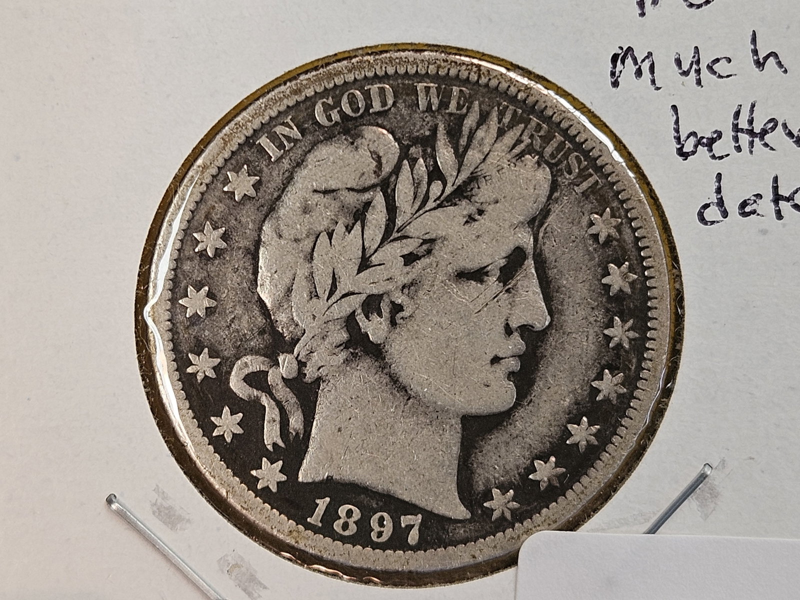* KEY DATE * 1897-S Barber silver Half Dollar: In Very Good plus