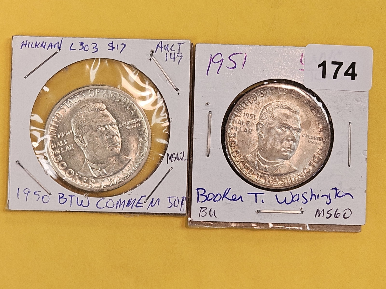 Two Brilliant Uncirculated silver Commemorative Half dollars: 1950 and 1951
