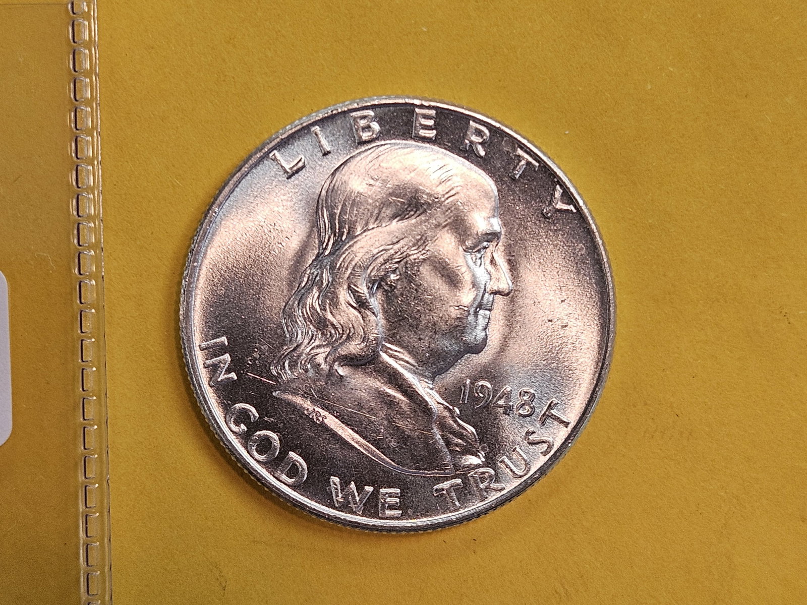 Very Choice Brilliant Uncirculated 1948 Franklin Half Dollar FBL: FULL Bell Lines