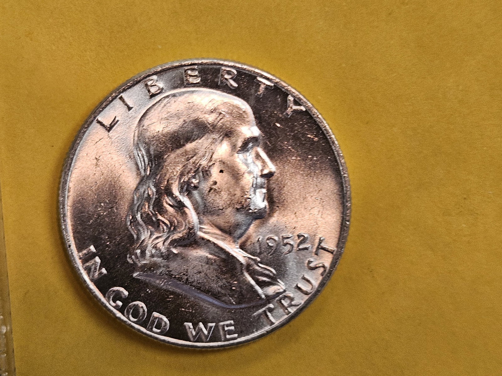 Very Choice Brilliant Uncirculated 1952-D Franklin Half Dollar FBL: FULL Bell Lines
