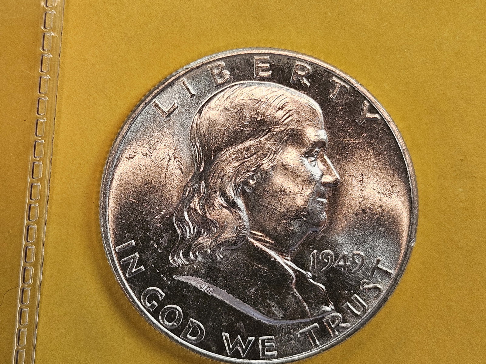 Choice Brilliant Uncirculated 1949 Franklin Half Dollar FBL: FULL Bell Lines