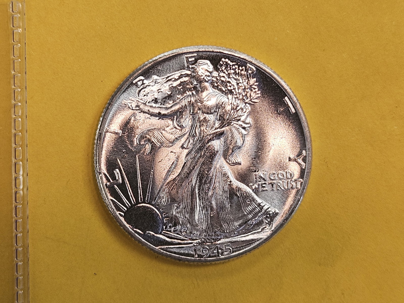 Very Choice Brilliant Uncirculated 1945 Walking Liberty Half Dollar: Deep Contrast!