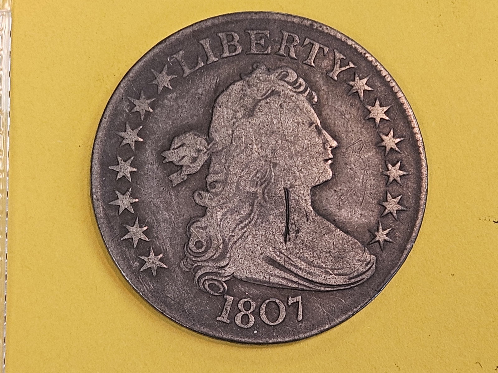 * Tougher! 1807 Draped Bust silver Half Dollar in Fine (1 of 5)