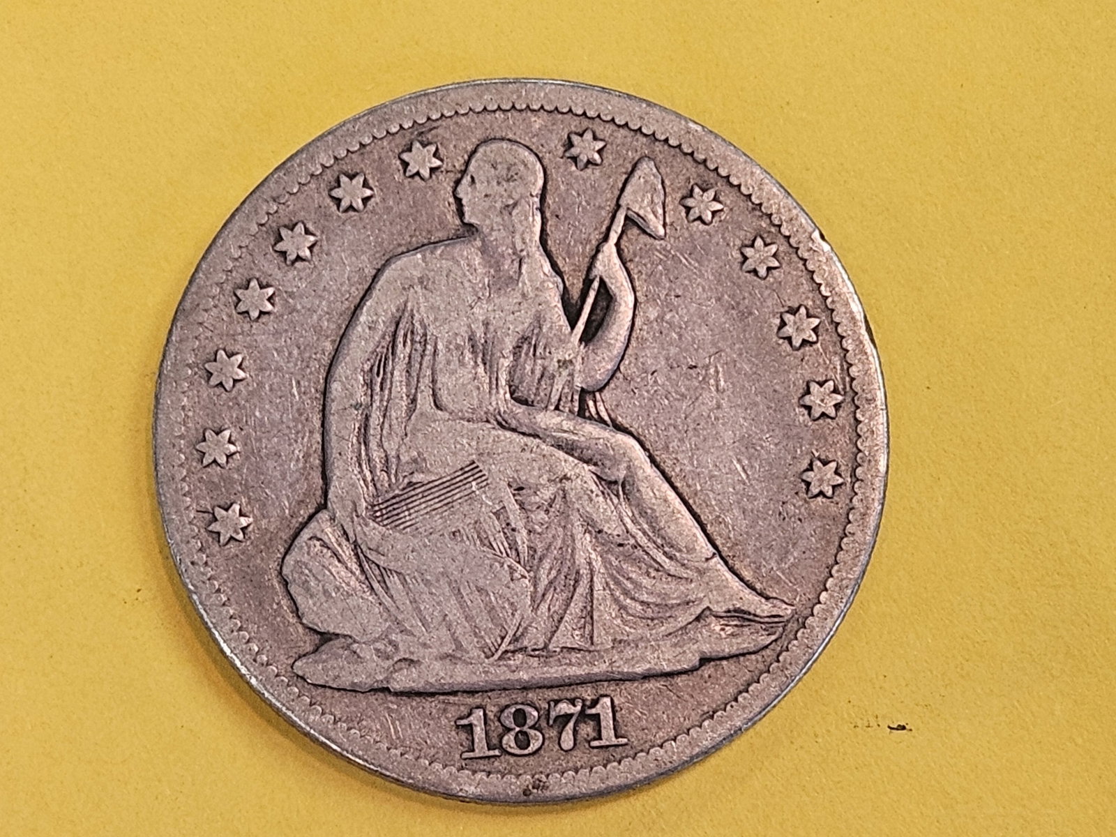 1871 Seated Liberty silver Half Dollar (1 of 3)
