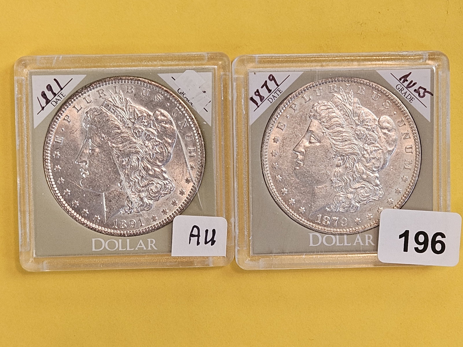 Two Brilliant About Uncirculated plus Morgan Silver Dollars (1 of 3)