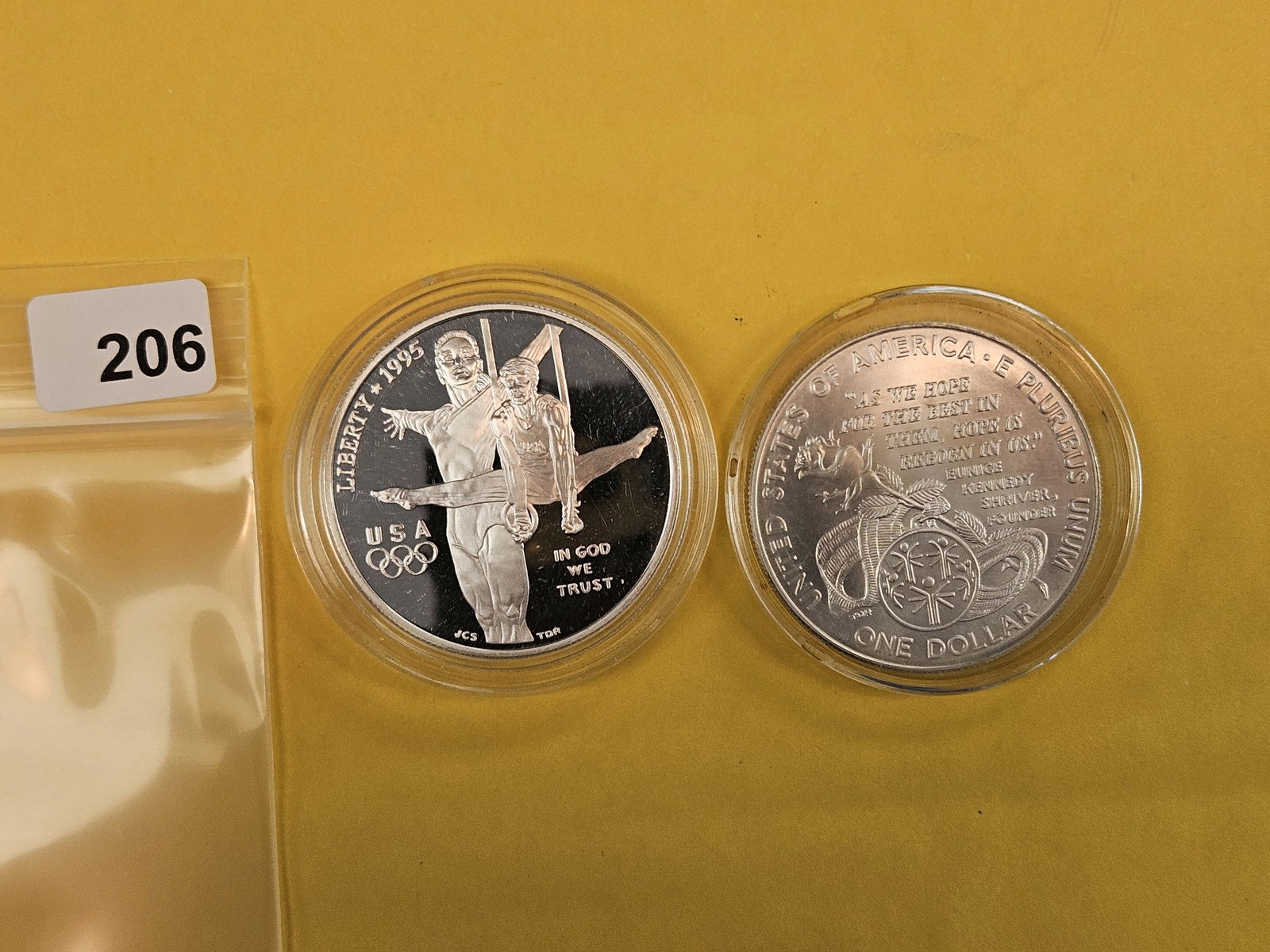 Two GEM Commemorative Silver Dollars: Proof and BU. Both in original capsules