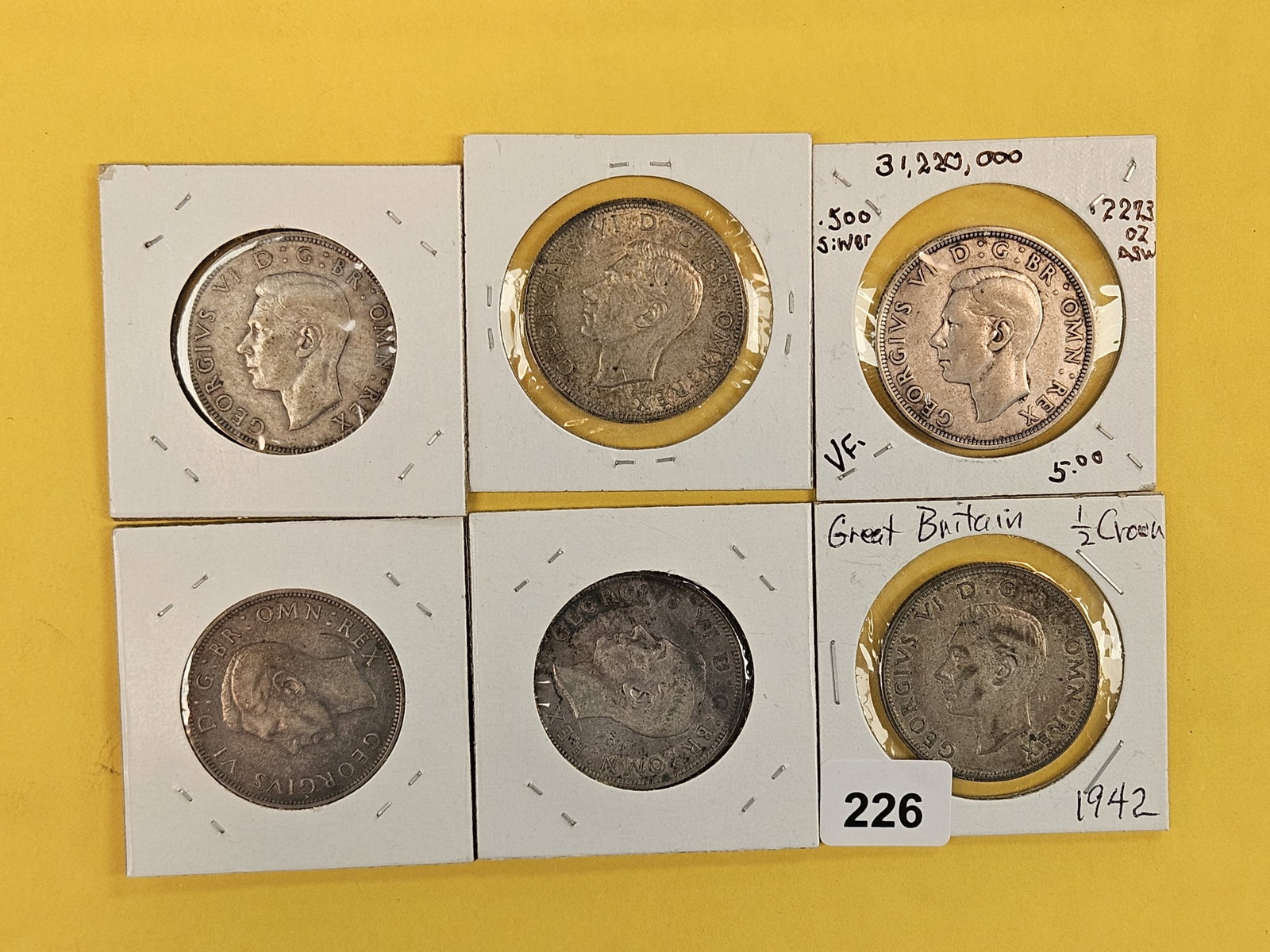 Six Great Britain silver half-Crowns (1 of 2)