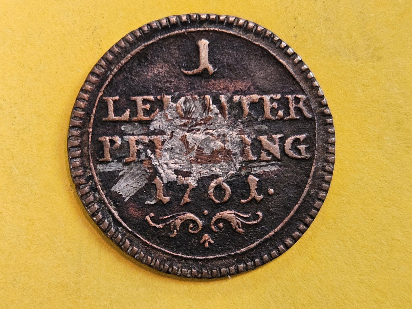Scarce 1701 Bishopric of Bamberg 1 pfenning (1 of 5)