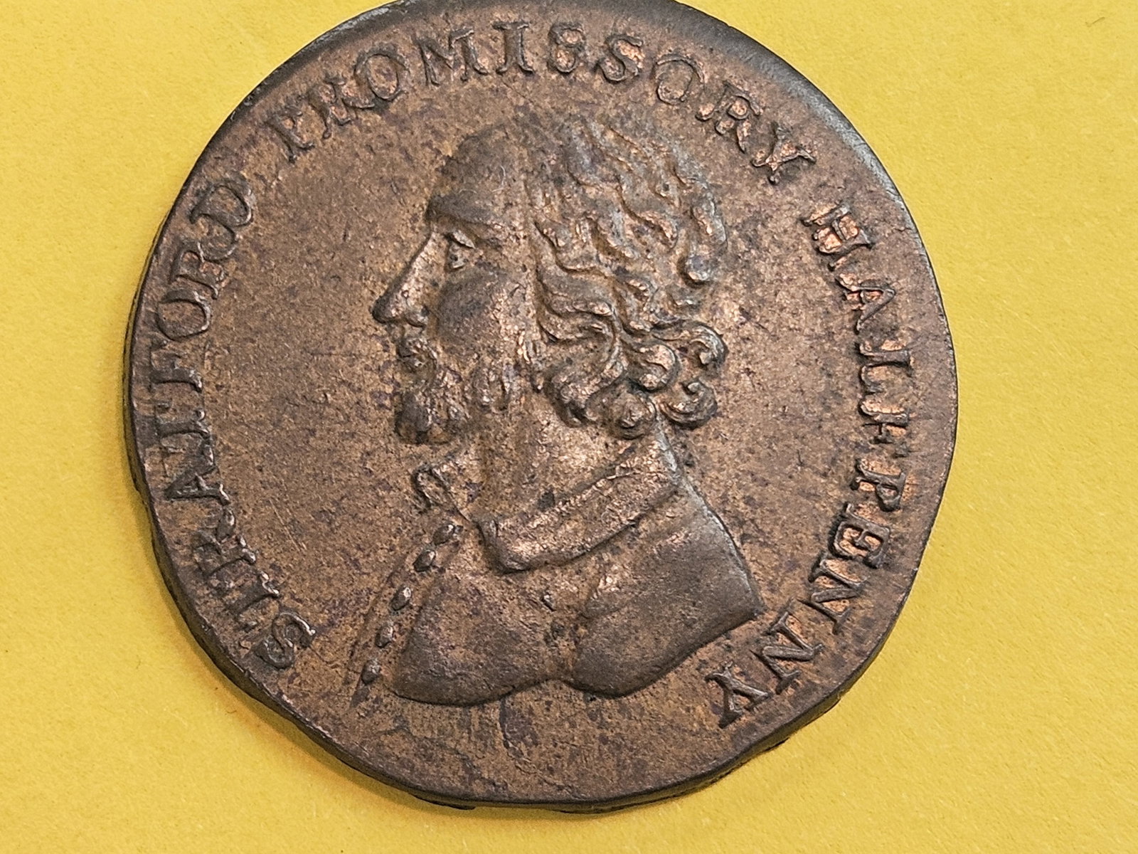 RARE! About Uncirculated Plus red-brown British Merchant's Token: Warwickshire Stratford. Spence Book & Coin Dealer!