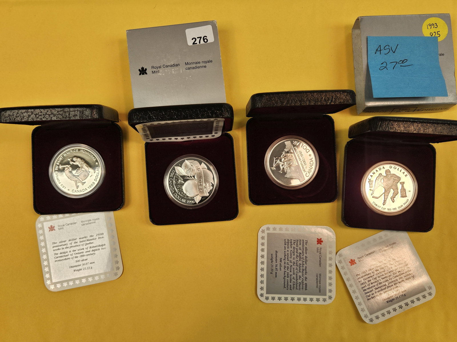 Four GEM Proof Canadian Silver Dollars: In OGP