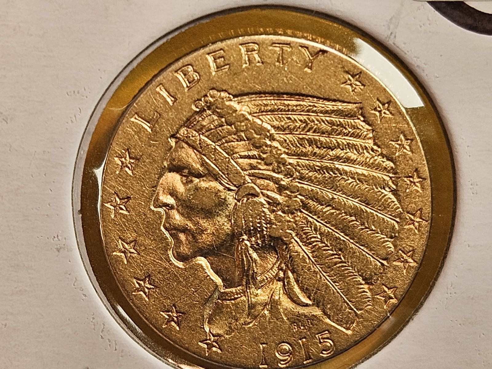 GOLD! Brilliant About Uncirculated plus 1915 Indian Head Gold $2.5 Dollars: Quarter Eagle