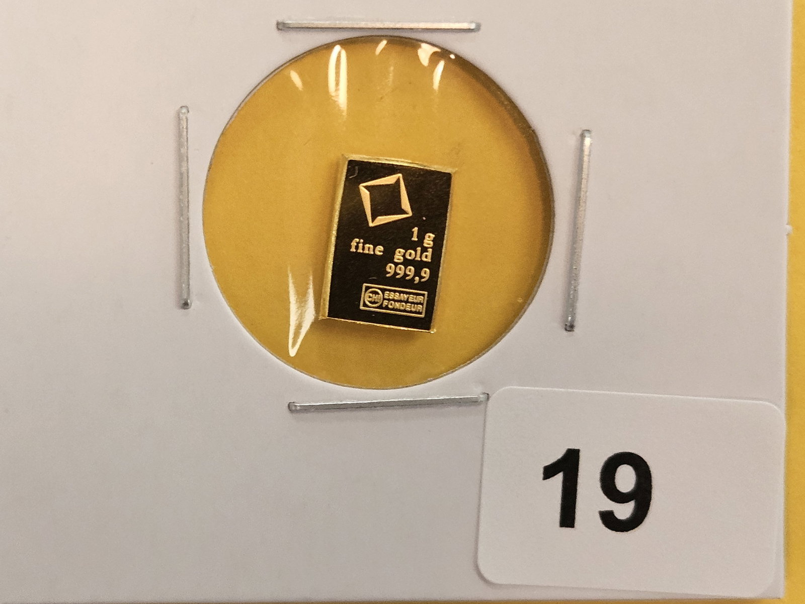 GOLD! Valcambi Suisse One Gram .9999 fine gold bar: From an original combi-bar