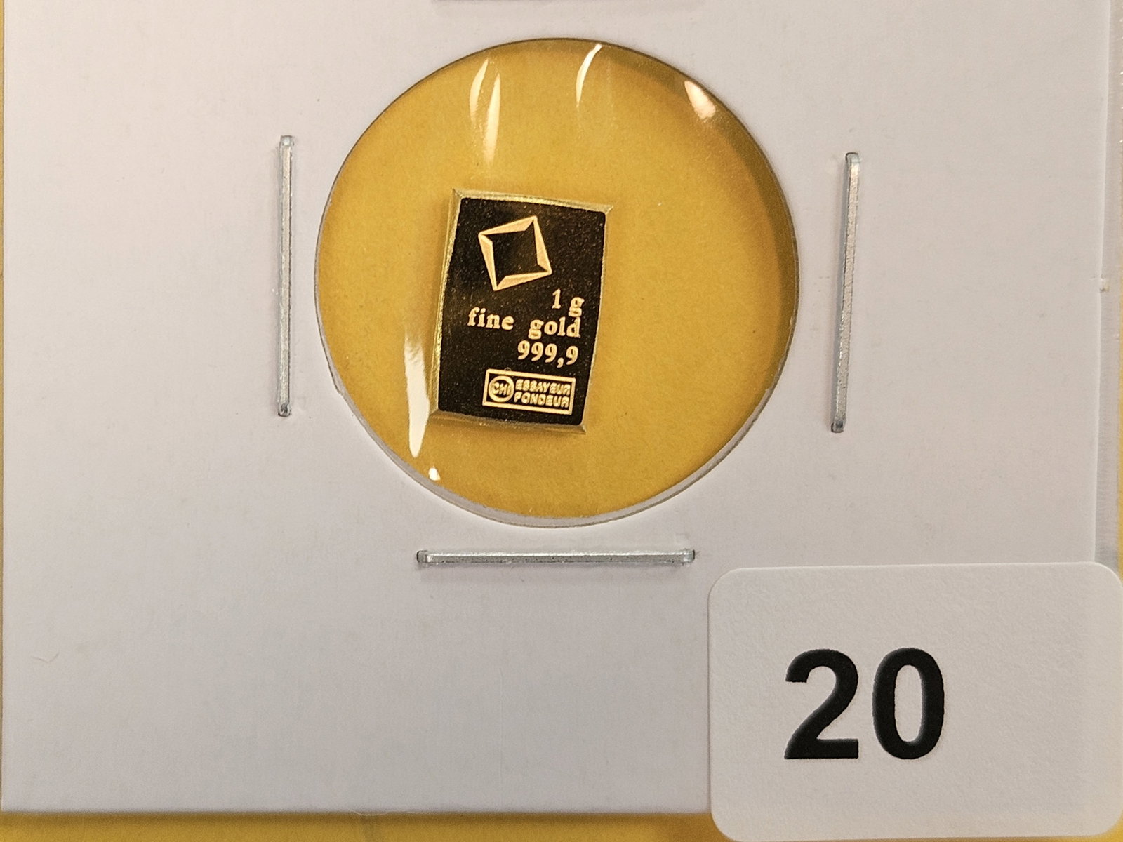 GOLD! Valcambi Suisse One Gram .9999 fine gold bar: From an original combi-bar