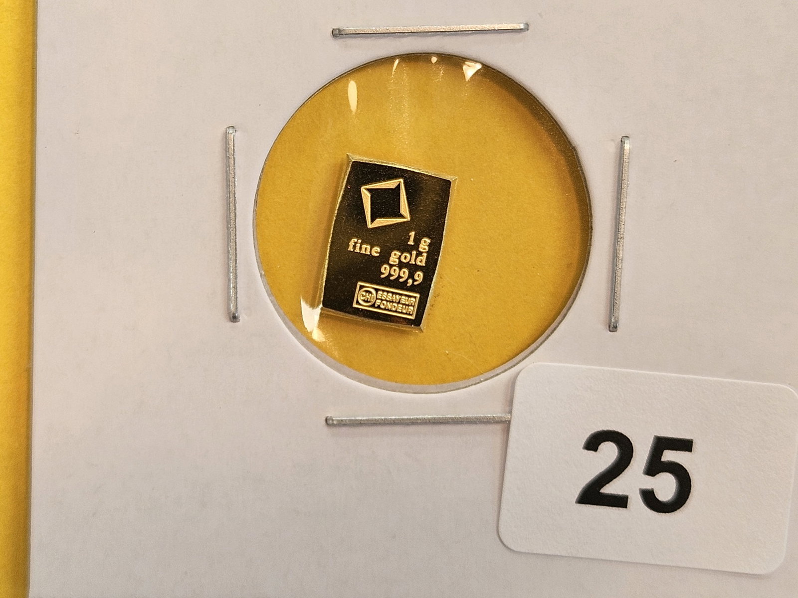 GOLD! Valcambi Suisse One Gram .9999 fine gold bar: From an original combi-bar