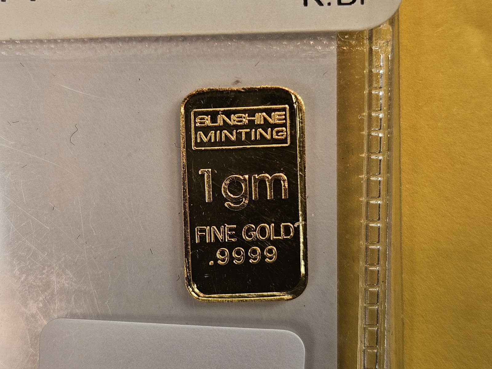 GOLD! Sunshine Mint One Gram .9999 fine gold bar (1 of 3)