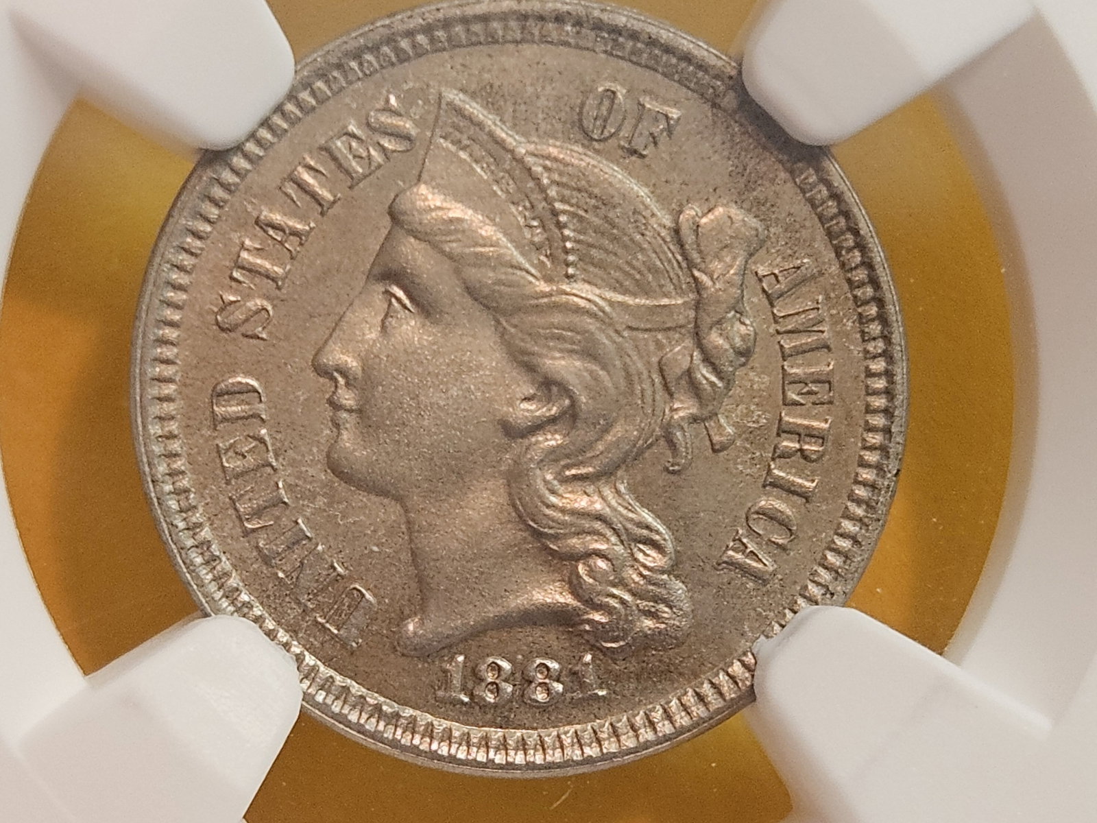 NGC 1881 PROOF Three Cent Nickel in PF 60 (1 of 11)