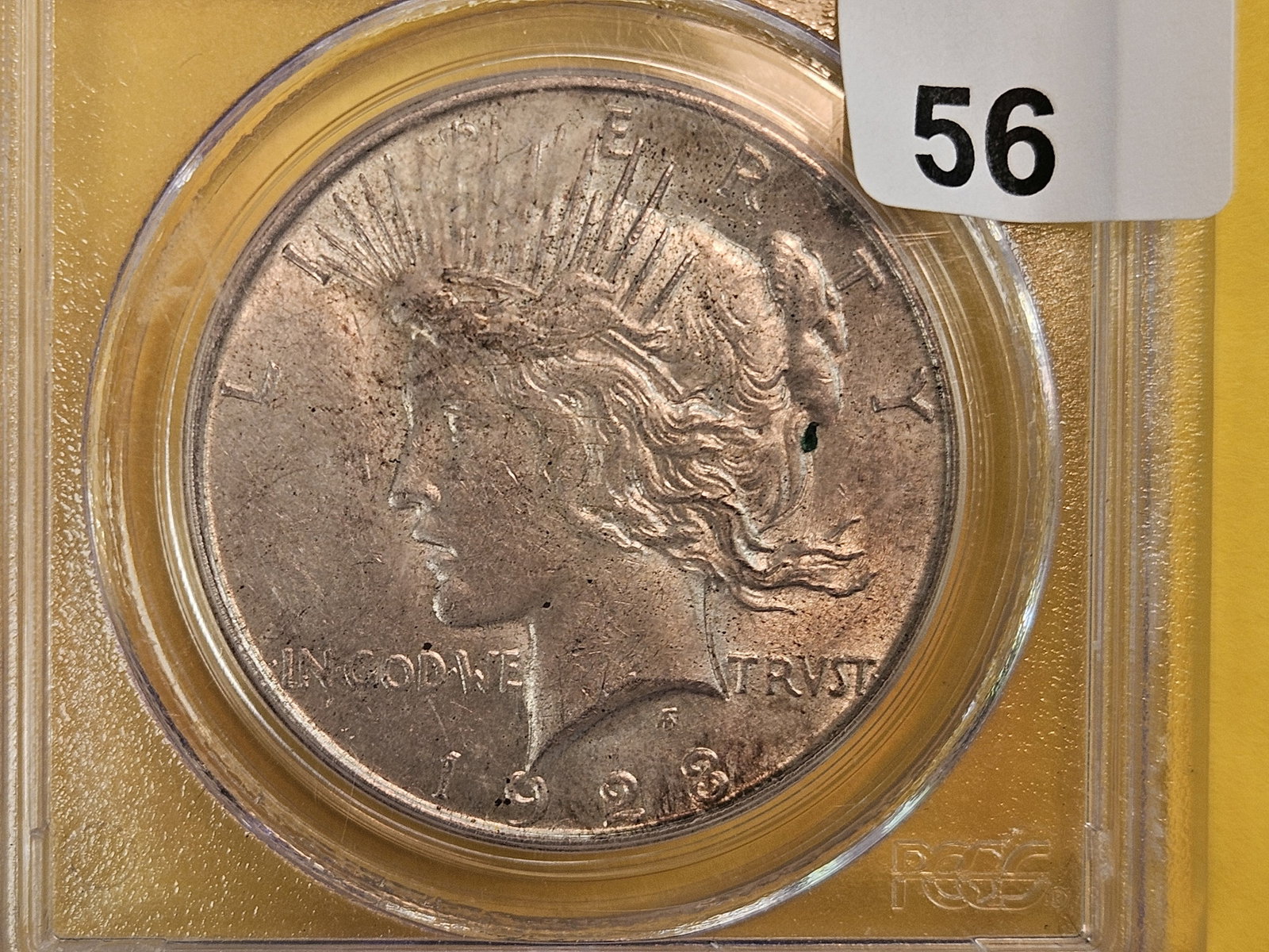 PCGS 1923-D Peace silver Dollar in About Uncirculated - 58 (1 of 3)