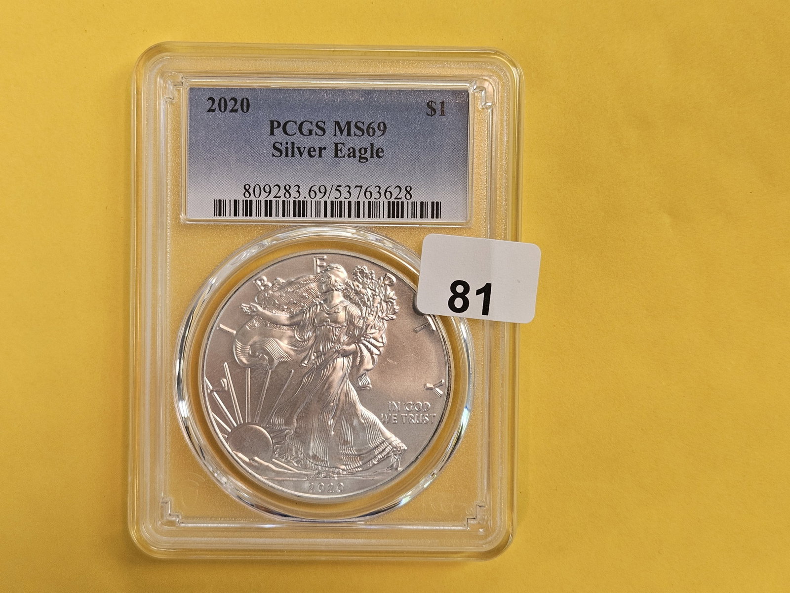PCGS 2020 American Silver Eagle in Mint State 69 (1 of 2)