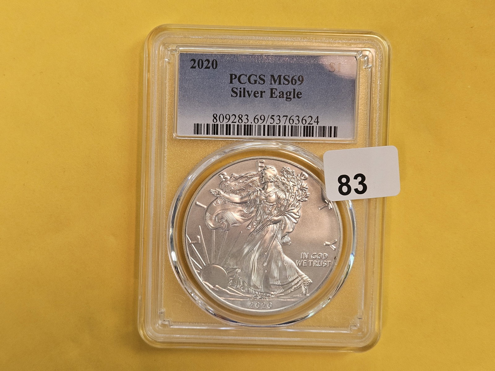 PCGS 2020 American Silver Eagle in Mint State 69: Near perfect