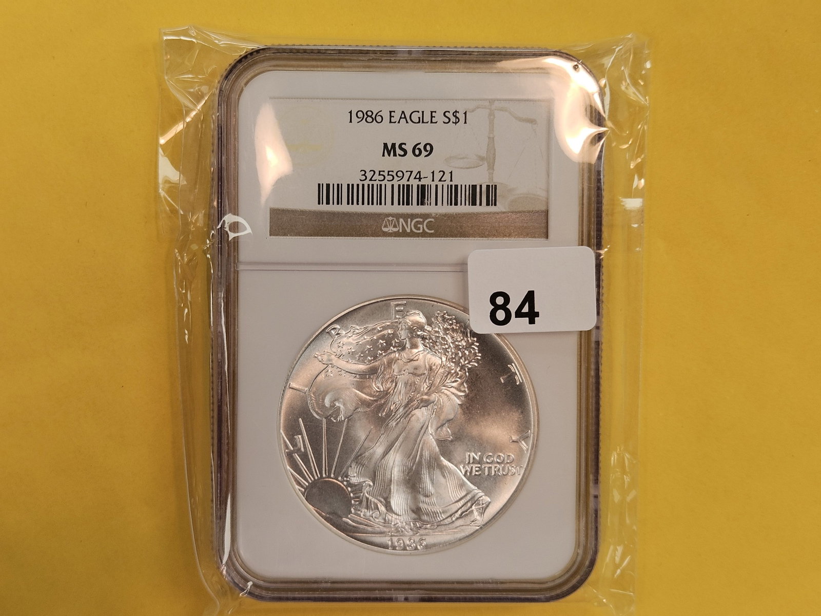 KEY DATE! NGC 1986 American Silver Eagle in Mint State 69 (1 of 2)