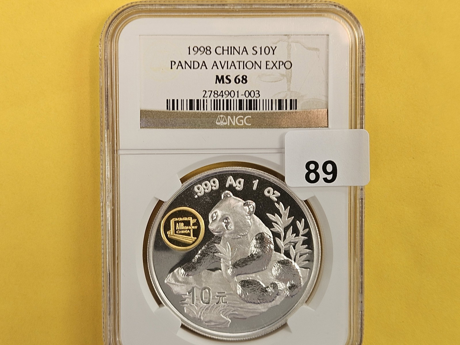 NGC 1998 China Silver 10 Yuan in Mint State 68 - 2