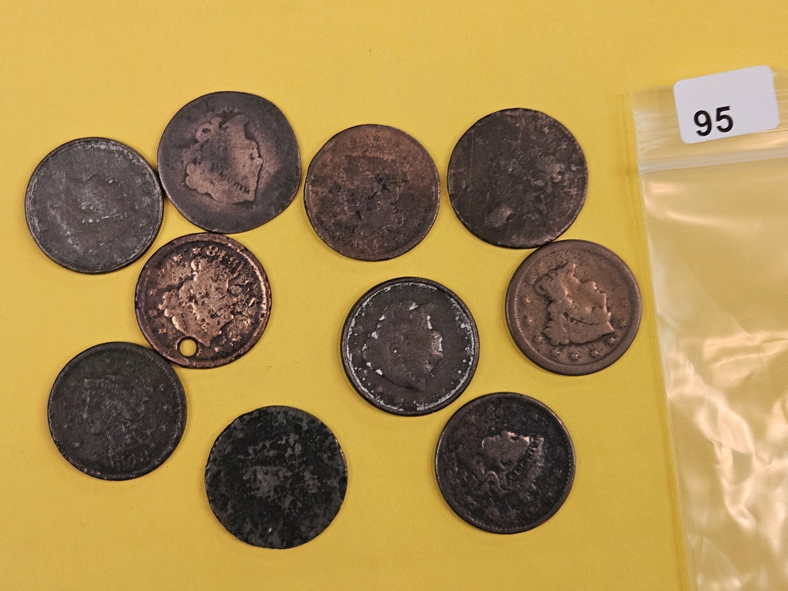 Ten mixed Large Cents: All well circulated or with issues