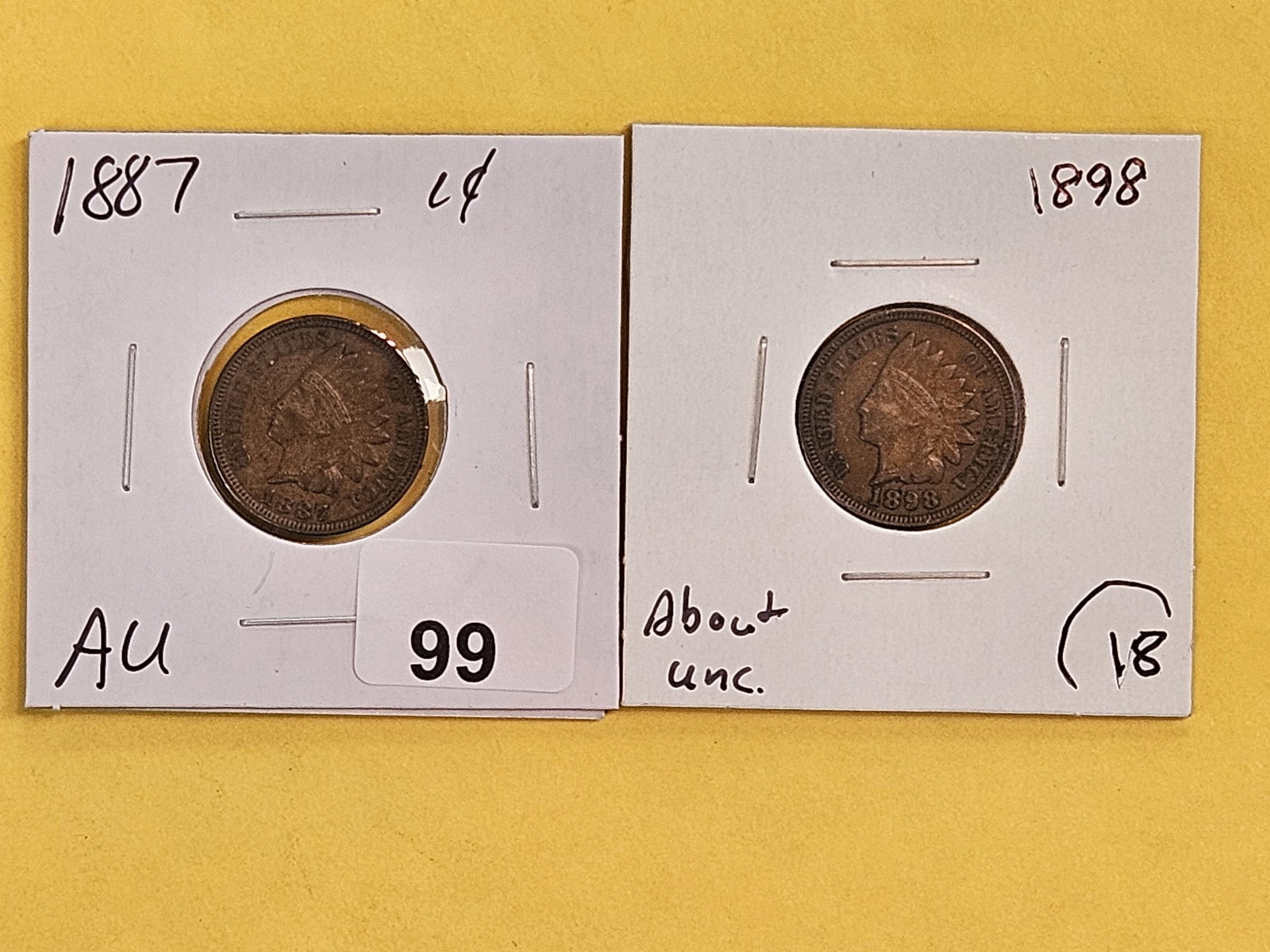 1887 and 1898 Indian Cents (1 of 5)