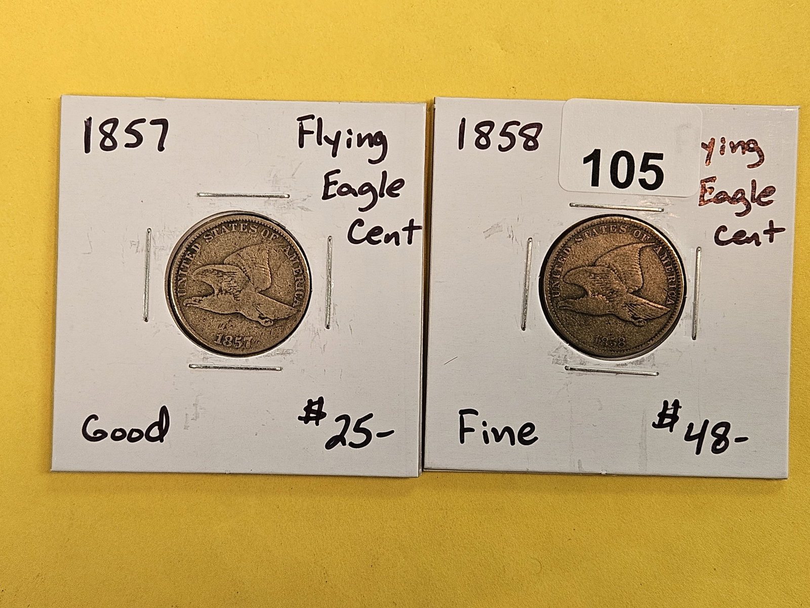 1857 and 1858 Flying Eagle cents: In Good and Fine