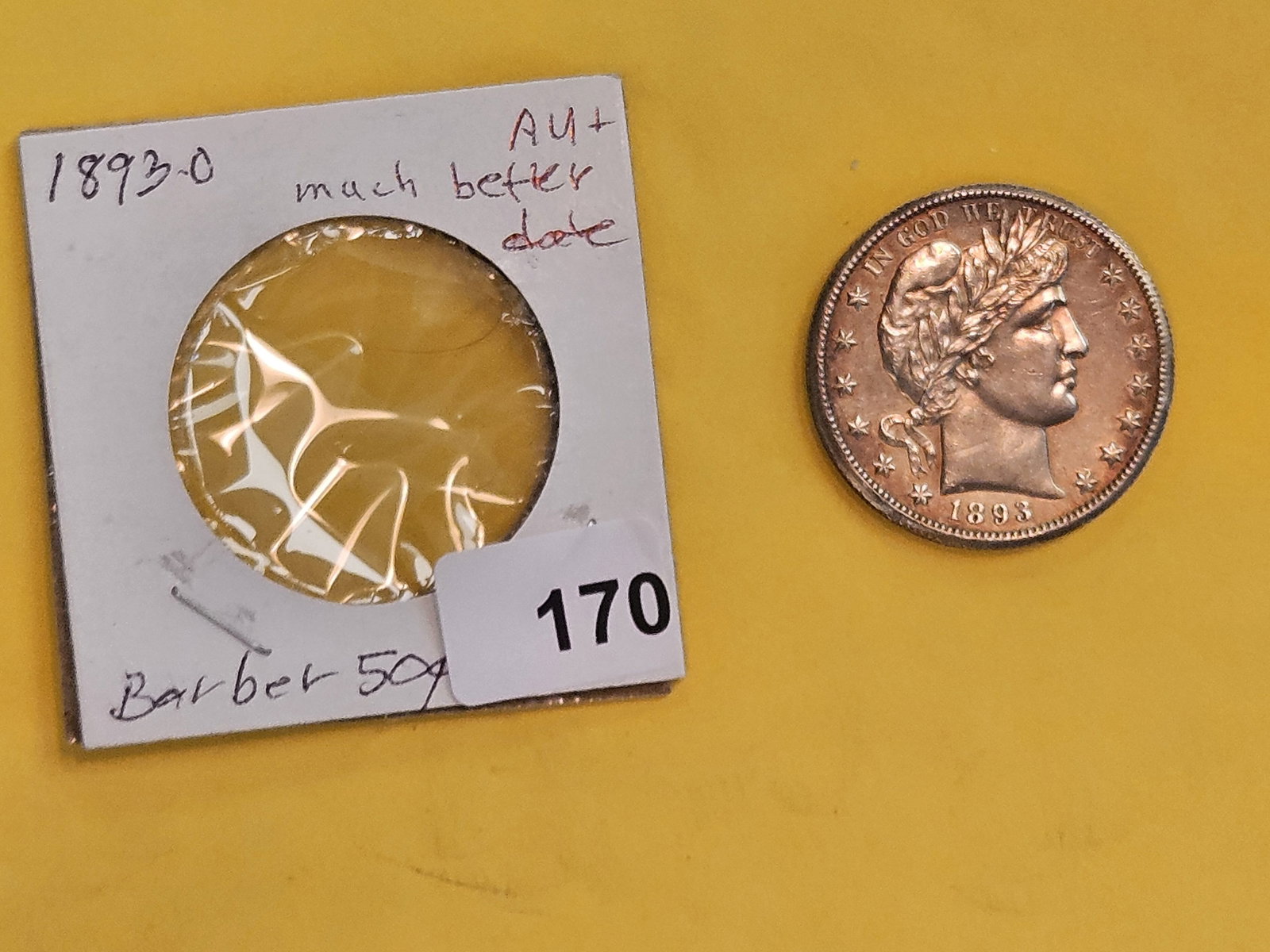* Choice Brilliant About Uncirculated plus 1893-O Barber Half Dollar - 2