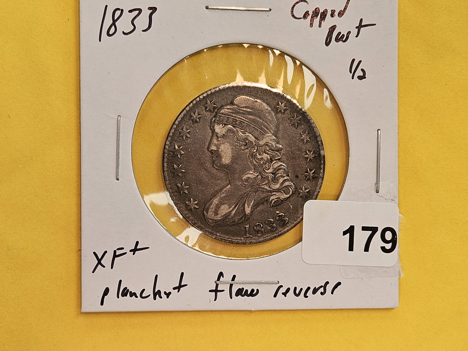 Mint Error! 1833 Capped Bust Half Dollar in Extra Fine plus - 2