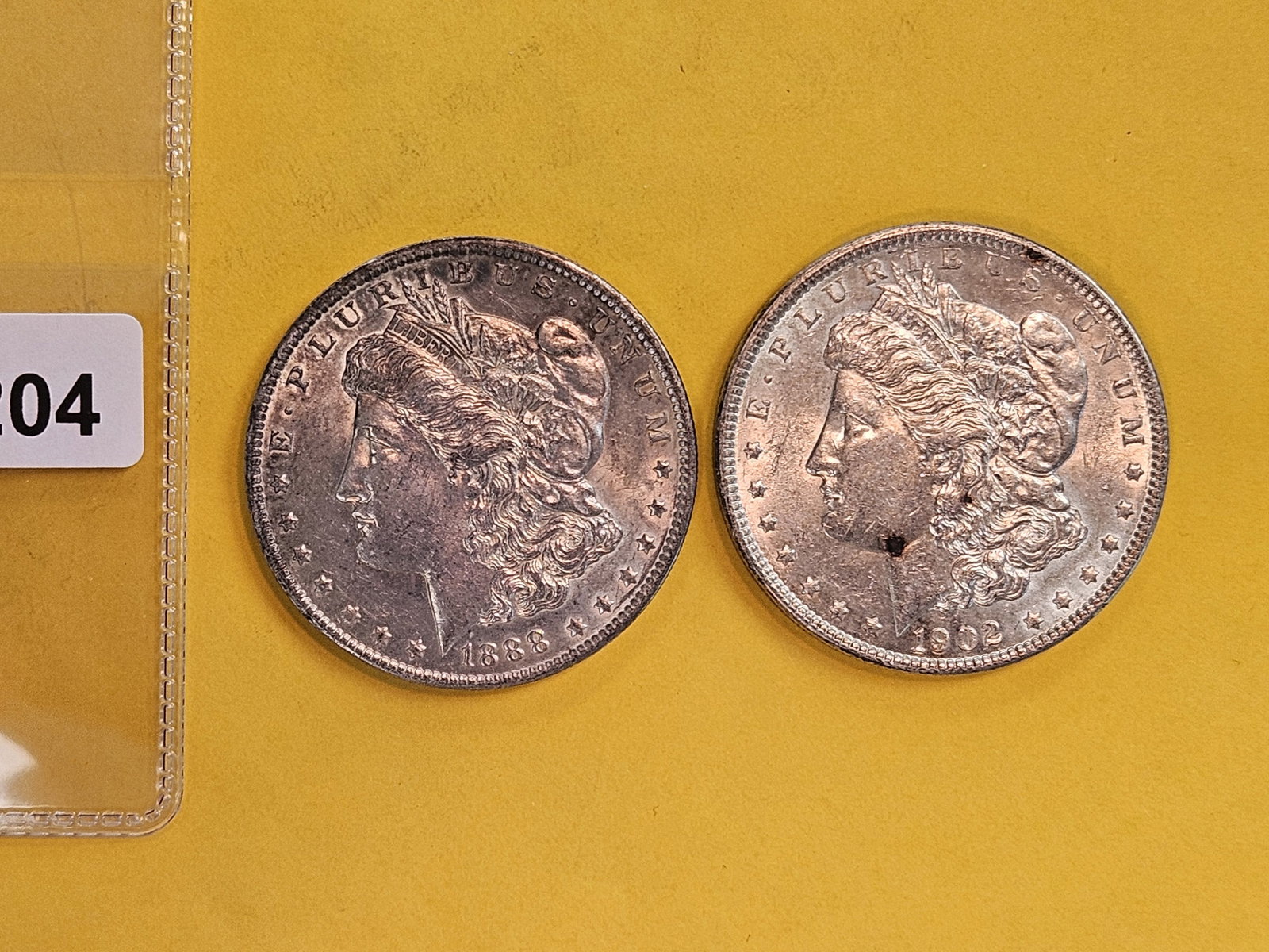Two Brilliant About Uncirculated plus Morgan Silver Dollars - 2
