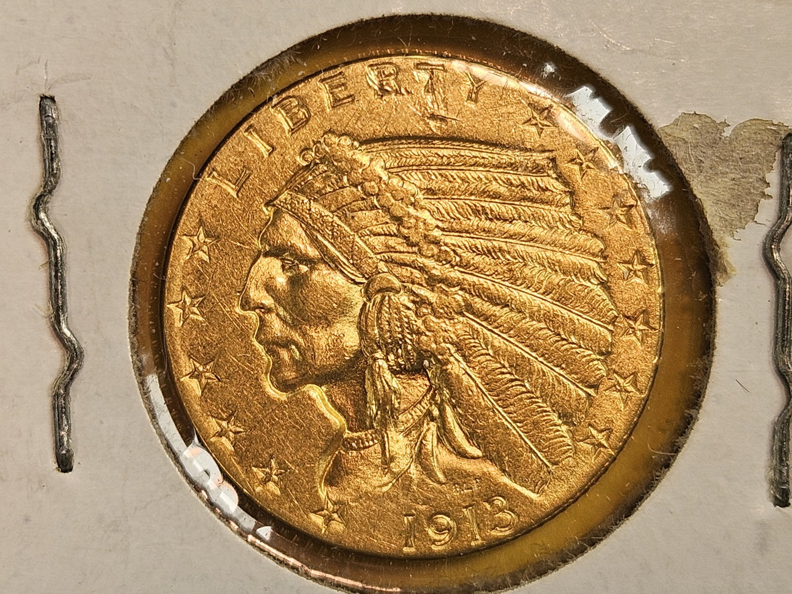GOLD! Brilliant About Uncirculated plus 1913 Gold Indian Head $2.5 Dollars (1 of 4)