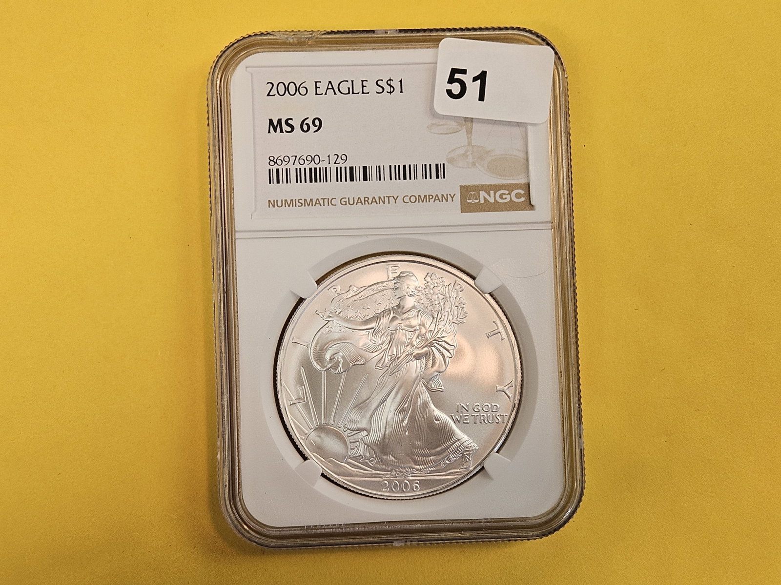 NGC 2006 American Silver Eagle in Mint State 69 (1 of 2)