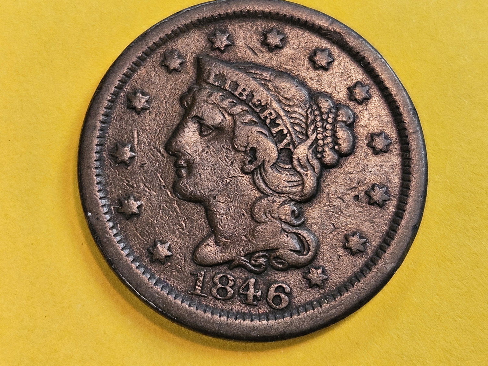 1846 Braided Hair Large Cent in Very Fine (1 of 3)