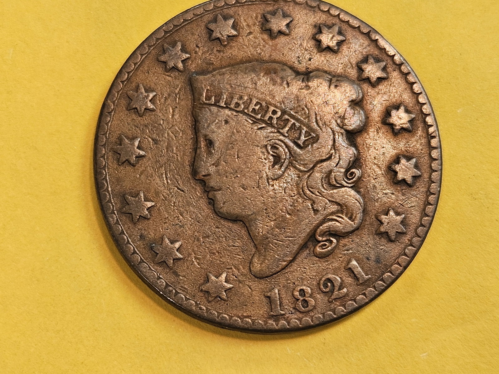 1821 Coronet Head Large Cent in Very Good (1 of 3)