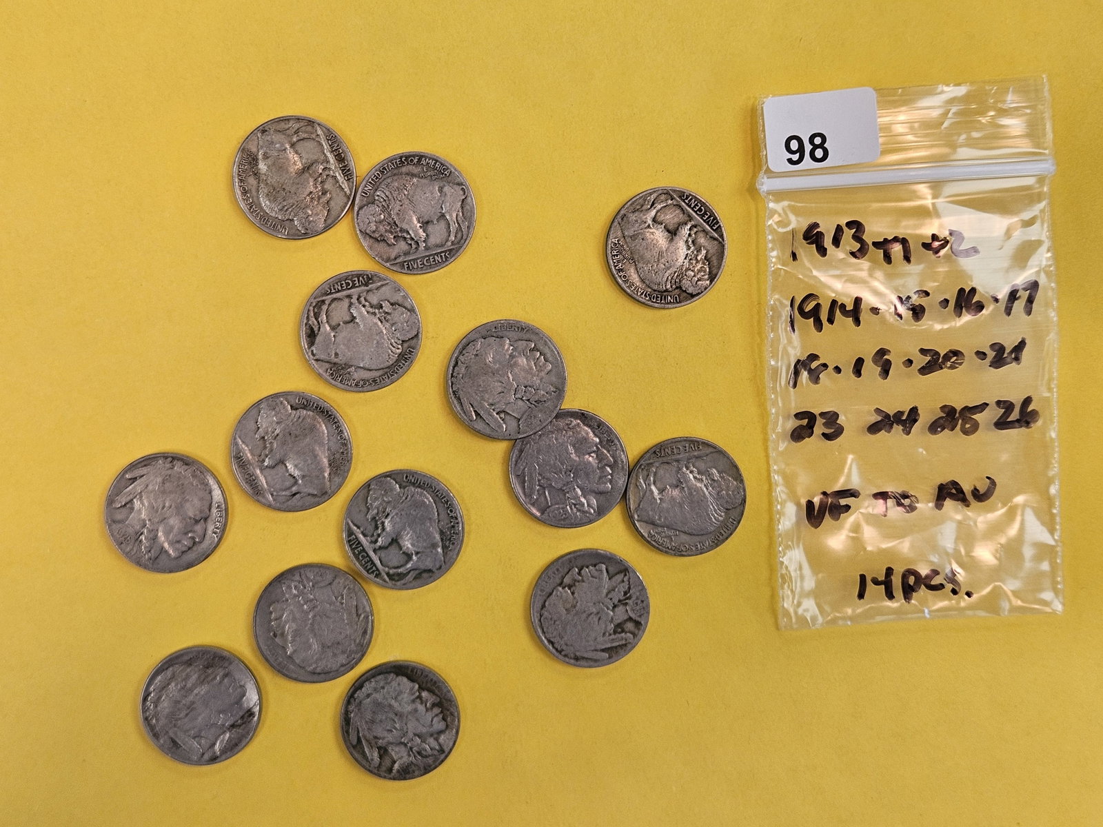 Fourteen Buffalo Nickels in Very Fine to About Uncirculated (1 of 2)